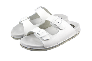 ABAT ROZM. 38 BIAŁE Klapki damsko-męskie, dwa paski regulowane sprzączkami