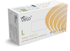 VELO L Rękawice winylowe bezpudrowe diagnostyczne, uniwersalne, 100 szt.