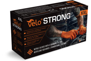 VELO STRONG GRIP XXL POMARAŃCZOWE Rękawice nitrylowe robocze z gripem, 50 szt.