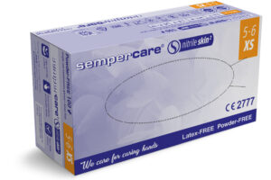 SEMPERCARE SKIN 2 XS Rękawice diagnostyczne nitrylowe bezpudrowe, 200 szt.