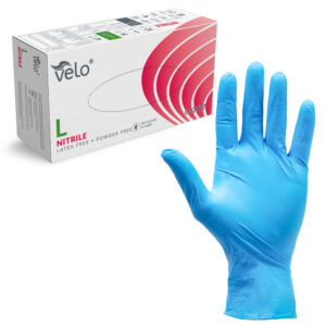 VELO NITRILE BLUE L Rękawice nitrylowe zabiegowe bezpudrowe, niebieskie, 100 szt.