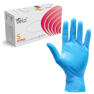 VELO NITRILE BLUE  S Rękawice nitrylowe zabiegowe bezpudrowe, niebieskie, 100 szt.
