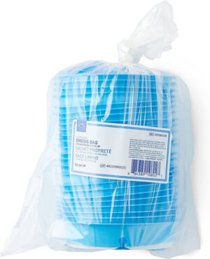 Worek na wymiociny 2L, 144 szt., niebieski polietylen, pierścień uszczelniający