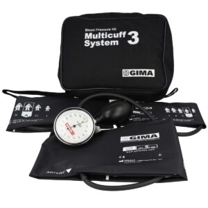 GIMA SIRIO KIT Ciśnieniomierz zegarowy, zestaw 3 mankietów z etui