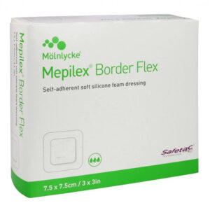 MÖLNLYCKE MEPILEX BORDER FLEX 7,5 x 7,5 cm Opatrunek chłonny piankowy, 5 szt.