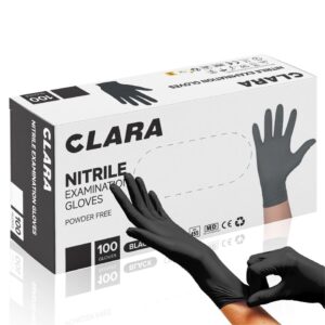 CLARA S CZARNE Rękawice nitrylowe bezpudrowe diagnostyczne, 100 szt.