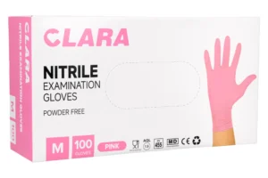 Rękawiczki nitrylowe bezpudrowe różowe M - CLARA (100 szt.)