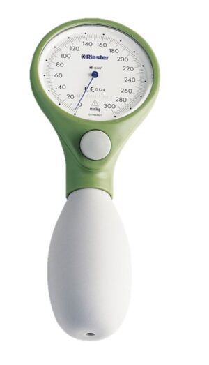 RIESTER RI SAN Ciśnieniomierz zegarowy, zielony, mankiet na rzepy 24–32 cm