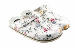 ABAT ROZM. 41 KWIATY Klapki damsko-męskie zakryte z dziurkami, regulowany pasek