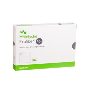 MÖLNLYCKE EXUFIBER AG 5×5 cm Opatrunek żelujący z włókien, przeciwbakteryjny, 10 szt.