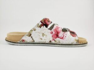 ABAT ROZM. 40 W PIWONIE Klapki damskie, trzy paski regulowane sprzączkami