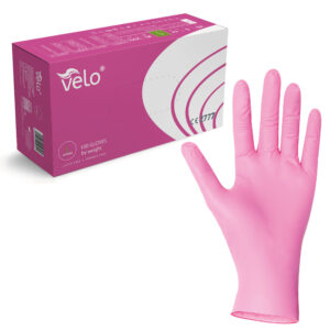 VELO NITRILE PINK L Różowe rękawice nitrylowe zabiegowe bezpudrowe, 100 szt.