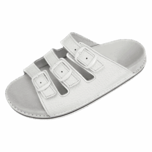 ABAT ROZM. 39 BIAŁE Klapki damskie ortopedyczne, trzy paski, skóra naturalna