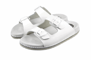 ABAT ROZM. 43 BIAŁE Klapki damsko-męskie, dwa paski regulowane sprzączkami